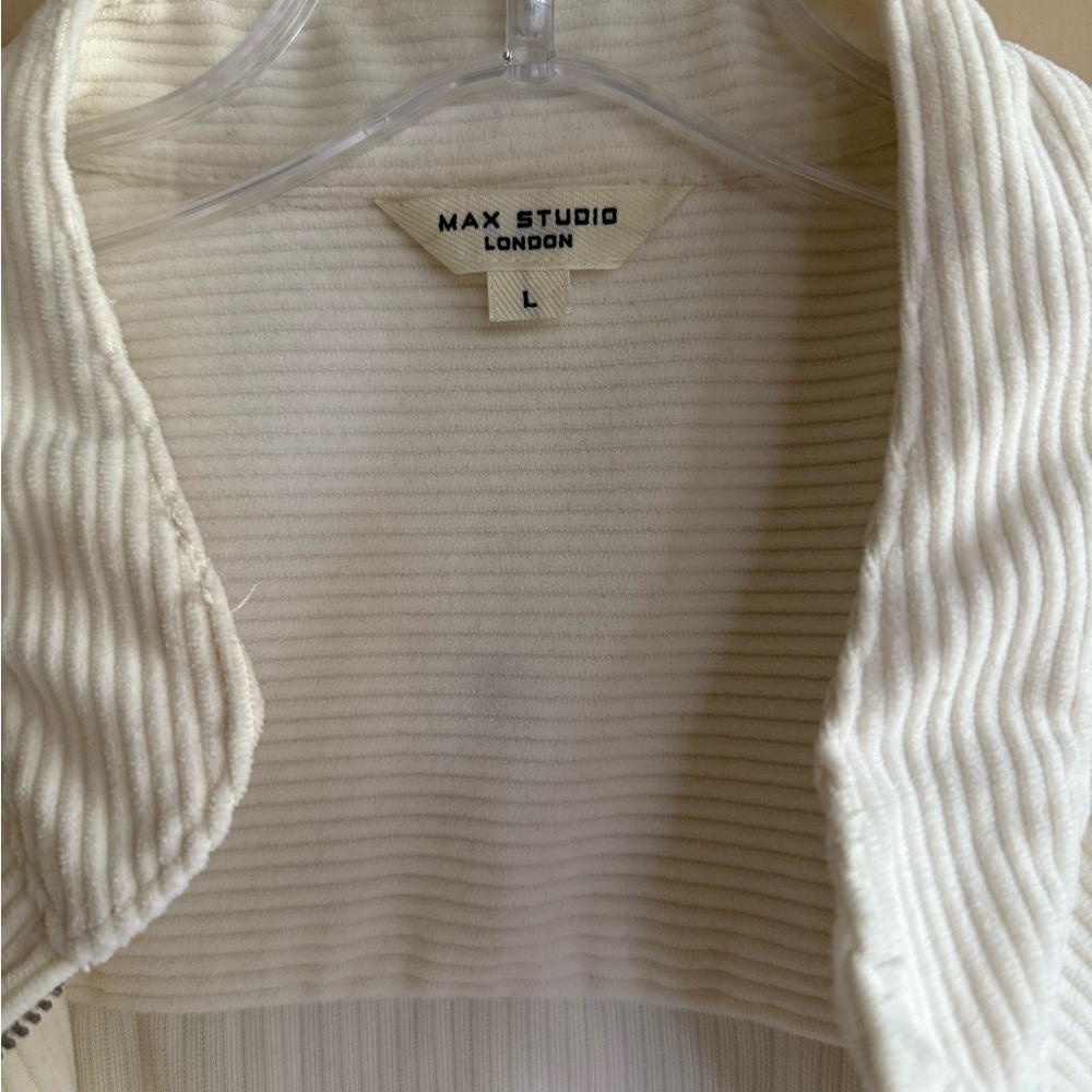 Max Studio Cream Ribbed Zip Jacket - Picture 4 of 6